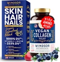 Collagen Vegan para Mujer y Hombre Suplementos - Vitamina C, Biotina, Aminoácidos Glicina, Lysine, Proline, Fruta Orgánica & Polvo vegetal - Una vez Día - 30 Colágeno de colágeno con base vegetal