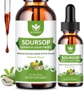 (2 Pack) Soursop Graviola Liquid Drops - 1800mg Soursop Extract - High Absorption Sour sour sop Bitters Liquid for Cell Support &amp; Regeneración, Immune Support, Antioxidant, Relax, Sugar Free - 1 Fl Oz