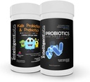 Laboratorios Inteligentes 2-en-1 Bundle of Kids Probiotics (6 Billion CFU con Sunfiber y FOS) + Probióticos Adultos (50 Billion CFU, 10 Strains), No se necesita refrigeración, 2 meses de suministro por botella