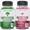 Supergreen &amp; Magnesium Gummies - Magnesium Ayuda a los músculos Recover, Delicious Supergreens with Spinach, Broccoli, Beetroot, Green Tea, " Acai for Immunity Support- 60 Gummies