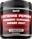 Cayenne Pepper Suplementos con Turmeric Curcumin Root, Ginger Root, Citrus Bergamot &amp; Más - Salud Digestiva, Sistema Inmunitario, Salud del Corazón &amp; Salud Conjunta - 90 cápsulas