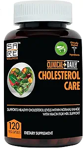 Suplemento de atención clínica diaria de colesterol. Suplementos de colesterol y triglicéridos veganos. Sterols Suplementos Cholesterol Apoyo con Guggul, Ajo, Niacin. 120 cápsulas