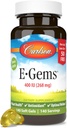 Carlson - E-Gems 400 UI (268 mg), Vitamina Natural-Fuente E, Wellness Optimal, 140 Gels Soft