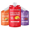 Diseñador Wellness Protein Smoothie, Fruta Real, Proteína 12g, Bajo Carb, Cero Añadido Azúcar, Libre de gluten, No GMO, No Colores Artificiales o Sabores, Variedad Pack, 12 Condes
