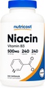 Nutricost Niacin (Vitamin B3) 500mg, 240 cápsulas - con Flushing, Non-GMO, Gluten Free