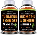 Base Turmérica y Gummies de Ginger para Adultos (2 Pack) - Suplemento de Curcumina Tumérica para Apoyo Conjunto de Salud &amp; Apoyo Inmunitario - 120 Gummies Vegan