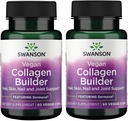 Swanson Vegan Collagen Builder - Destacando Dermaval - Pelo, Piel, Salud de uñas - 60 Veg Caps (2 Pack)