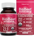 BioBeet® Max Strength Beet Root Capsules - 21:1 Concentrate, Cada Serving Derivado de 28,350 mg Organic Beetroot - Absorción Mejora con BioPerine® Black Pepper Extract (60 cápsulas)