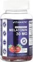 Vitamatic Sugar Free Melatonin 30mg per Gummy - 60 Servings - 60 Gummies Vegetarian - Suplemento No-Habit (60 Conde (Pack of 1))