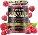 Nutravita Creatine Monohydrate Gummies for Men &amp; Women-5g of Creatine Monohydrate per Serving - Sugar Free,Vegan, Raspberry Flavor, 120 Conde