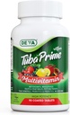 DEVA Tuba Prime Vegan Multivitamina - Suplemento dietético de alta potencia de vitaminas y minerales - Antioxidantes, frutas y hortalizas, super hongos, probióticos, prebióticos, semillas, hierbas - 90 Tabletas
