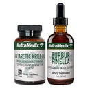 NutraMedix Brain Support Bundle - Includes Artic Krill Oil Softgels and Burbur Pinella Liquid Drops for Cognitive Health, Detox and Brain Support - 2-Piece Supplement Set for Cognitive Support