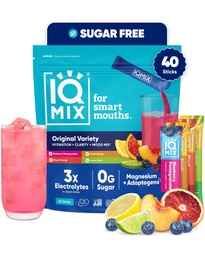 IQMIX Hidration Electrolyte Powder – 4-en-1 Fórmula para la hidratación, la claridad mental, el humor y la recuperación – Sugar-Free Drink Mix, Keto, Magnesium L-Threonate, Lion’s Mane – 40 Contando Variedad Pack