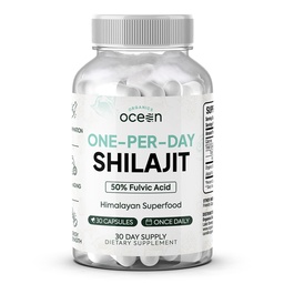 Organics Ocean One-Per-Day Shilajit for Hombre and Women - Natural Shilajit Supplement for Age-Defying, Bone Strength, Hormone Support and More - 30 Shilajit Capsules