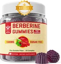 Suplemento bereberina 1500mg con fibra soluble, B1, B3 &amp; B6, azúcar libre bereberina HCL Gummies, alta biodisponibilidad AMPK Activitor for Mętâbõlism Balanced, Daily Digestive & Body Mânâgęmęnt, 60 Cts