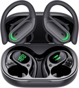 Árbulos inalámbricos Bluetooth 5.4 Auriculares, 96hrs Tiempo de reproducción, Pantalla LED de caja de carga inalámbrica, Auriculares de oído, Cancelación de ruido ENC, Sonido Hi-Fi, IP7 impermeable, para ejercicios deportivos (Deep Black)