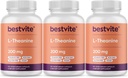 BESTVITE L-Theanine 200mg (360 cápsulas vegetarianas) (120 x 3) - No Stearates - Vegan - No GMO - Gluten Gratis
