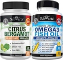 Triple Strength Omega 3 Fish Oil Softgels (1 Month Supply) Plus 1000mg Citrus Bergamot Supplement (1 Month Supply)