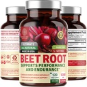 N1N Premium Organic Beet Root Capsules 1300mg 120 Veg Caps [No-GMO &amp; Gluten Gratis] All Natural Beet Root Powder for Energy Support