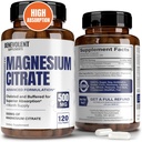 Citrate de Magnesio Premium 500mg Capsules (Citrato de Magnesio) Alta Absorción Fórmula Chelated Buffered Citrate to Support Digestión, Bone, Sleep &amp; Muscle Health - 120 Capsules