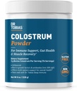 Dr. Tobias Colostrum Powder, Premium Bovine Colostrum Suplemento para Immune Support, Gut Health &amp; Muscle Recovery, 3g Por Serving, Mínimo 30% IgG, Unflavored, 8 oz, 76 Servings