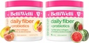 Belli Welli Daily Fiber Supplement Bundle with Collagen, Probiotics & Electrolytes – Peach Mango & Watermelon Flavors – Apoya Digestión, Gut Balance, Debloating – 32 Servimientos Total