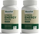 Stress Energy Brain - Suplemento Fatigue con Cortisol, Stress, Energy Support - Rhodiola Rosea, Lions Mane, L Theanine, Ginkgo Biloba, Milk Thistle, Iron - 2 Months Supply