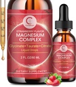 Triple Magnesium Complex Liquid Drops - Magnesium Glycinate Liquid Drops, Taurate & Citrate con L-theanine, Vitamina B6 para el sueño, Muscle, Immune Health, Vegan, Non-GMO, Strawberry Flavor, 2 Fl OZ