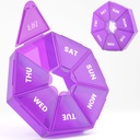 Organizador semanal de píldoras, 2 Pack Caja de píldoras portátiles Caso 6 Colores (Seven Day) Nueva edición para el aceite de vitamina/Fish/Pills/Suplementos-Artritis Friendly (Purple)