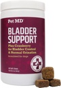 Pet MD Bladder Support Plus Cranberry for Dogs - Soporte Control de vejiga & Urinary Tract Health - Ayuda Alimentar perros UTI & Incontinence - Wild Yam Root & Cranberry Bladder Bites for Dogs - 60 ct