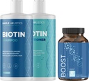 Biotina de champú y acondicionador y suplemento de cabello - Biotina para el crecimiento del cabello suplemento más rosa y volumizing champú y acondicionador conjunto - Rosemary Biotina y Collagen Hair Thickening Productos