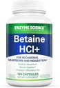Enzyme Science Betaine HCl con Pepsin - Suplemento de ácido bajo estomacha - Suplemento hidrocloruro de betaina - Enzimas digestivas - 120 cápsulas