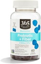 365 por Whole Foods Market, Probiotic + Fiber Gummies 2 Billion CFU, Natural Blue Raspberry Flavor, 60 ct