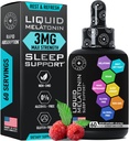 Melatonina líquida para adultos y niños - 3mg Melatonina líquida sublingual de fuerza adicional para niños y adultos - gotas líquidas rápidas de sueño - Natural Raspberry Flavor Ayuda al sueño - 60ml