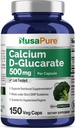 NusaPure Calcio D-Glucarate 500 mg 150 Veggie Caps, Vegan, Non-GMO, Gluten-Free