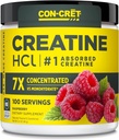 CON-CRET Creatine HCl Powder ← Muscle, Cognitive, Cellular Energy Support Silencio No Bloating or Cramps ¦ USA Made & NSF Certified ← Raspberry (100 Serving)