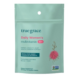 True Grace Daily Women’s Multivitamin 50+ - 120 Easy-to-Swallow Tablets - Immune, Energy, Longevity & Memory Support - Vegan - Gluten, Soy & Iron Gratis - 60 Servings