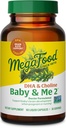 MegaFood Baby &amp; Me 2 Vitaminas Prenatales para Mujeres, DHA " Suplementos Choline, Liquid DHA y Choline para el desarrollo del cerebro y el ojo del bebé durante el embarazo, Vegan, 60 cápsulas (30 servidos)