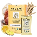 Wise Bar Adaptogen Mushroom Nutrition Bares con Reishi, Lions Mane & Ashwagandha, Organic Vegan &amp; Gluten Free Snacks for Natural Focus, Energy &amp; Immunity Support, Lemon Ginger Flavor, 12 Condes