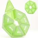 Organizador semanal de píldoras, 2 Pack Portable Pill Box Medicina Caso 6 Colores (Seven Day) Nueva edición para Vitamina/Fish Oil/Pills/Supplements-Arthritis Friendly (Green)