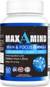 MaxAMind Brain Focus Fórmula - Premium Nootropic Brain Supplement, for Men &amp; Women - Caffeine-Free Focus Formula Capsules for Concentration, Memory Support, Improve Mental Clarity and Alertness