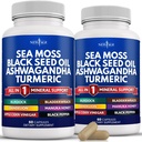 NEW AGE Sea Moss Capsules Black Seed Oil Ashwagandha Turmeric Bladderwrack Burdock - con Manuka, Honey Dandelion, ACV Black Pepper Gluten Free