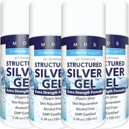 Colloidal Silver Gel Extra Strength - 35ppm Activated Colloidal Silver Gel para potencia máxima - Made in USA - Formula estructurada en un conveniente 4 Pack