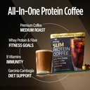 VitaCup Slim Protein Coffee Shake for Diet Support, Instant Coffee w/Whey Protein Powder, B Vitaminas &amp; Fiber, Dietitian Desarrollado para el rendimiento > Pruebe como hielo o Shake, 3 bolsas