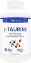 ML Naturals L-Taurina 1000 mg 360 cápsulas. 99,9% Puridad L-Taurina. Nervous System Health & Antioxidant Support, NSF-Certified & cGMP-Compliant.