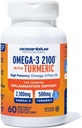 Oceanblue 2100 Triple Strength Omega-3 Fish Oil with Turmeric  sometida Burpless Omega 3 Combo Suplemento con Curcumin EPA DHA DPA durable Heart and Joint Support ← 60 Softgels