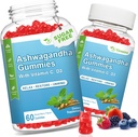 2 Pack Ashwagandha Gummies con Vitamina D para Hombres Mujer, Sugar Gratis Vegan 1000MG Ashwagandha Suplemento Gummy &amp; Vitamina C, 120 Cuenta