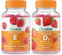 Vitamina E + Vitamina D 10000 UI, Gummies Bundle - Gran Tasting, Suplemento de vitaminas, Gluten Gratis, GMO Gratis, Chewable Gummy