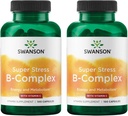 Swanson Vitamina B-Complex w/Vitamin C - Suplemento natural Promoción del alivio de estrés, el apoyo energético " Ayudar a la salud inmunitaria - mayo apoyar el metabolismo " Nervous Health - (100 cápsulas) (2 Pack)