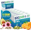 EZC Pak 5-Day Immune System Booster con Echinacea, Vitamina C, Zinc &amp; Vitamina D - Tapered Immune Support Supplement for Adults - Support Immunity, Easy Travel-Size Supplement Pack - (Pack of 6)